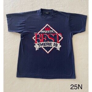 Vintage Majestic‎ The Best There Is Single Stitch Blue Red T Shirt Size Large